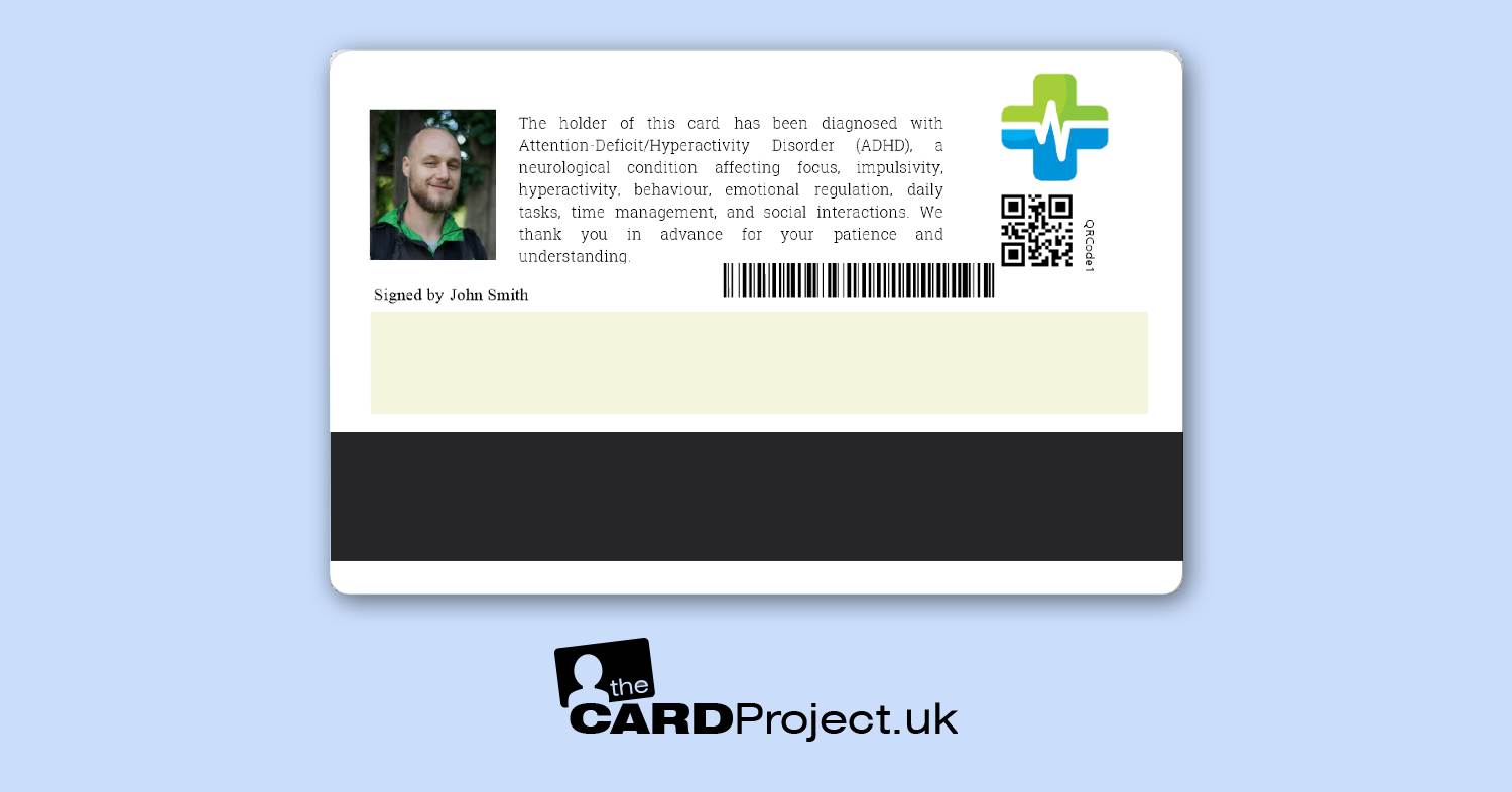 Premium ADHD Medical ID Card (REAR)